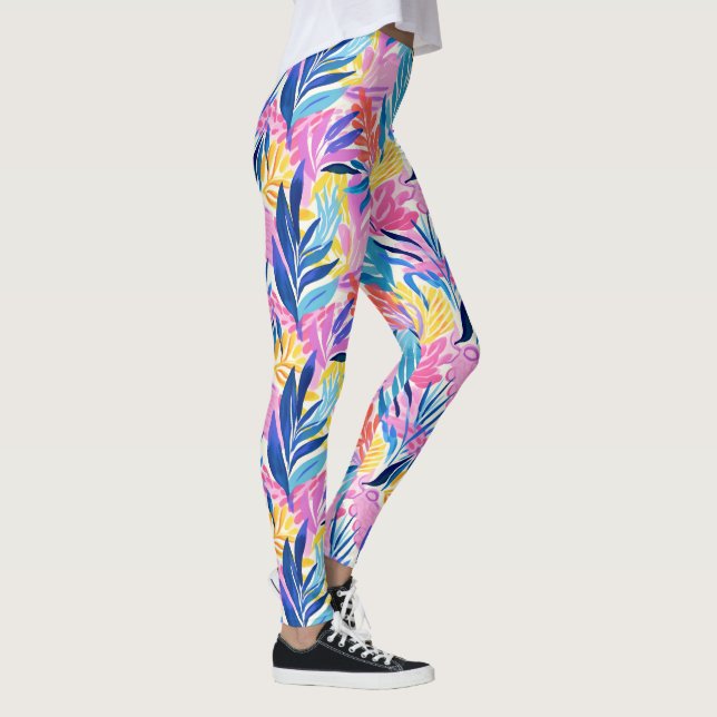 Leggings Pastel Colorful Feuille Tropicale Motif (Droite)