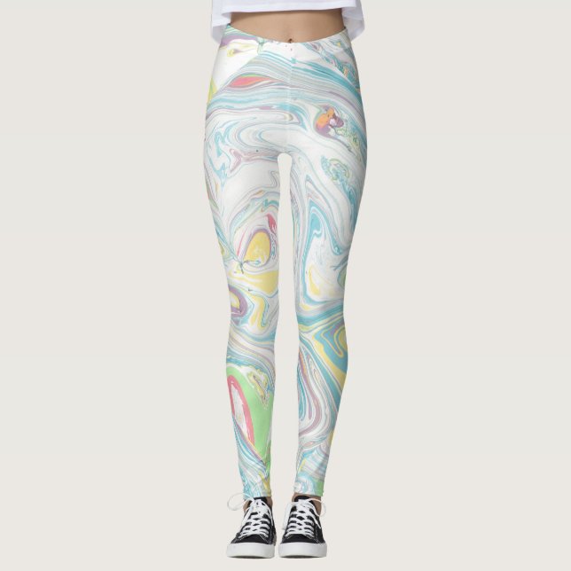 Leggings Pastel Colours Marbleisé Arrière - plan Tourbillon (Devant)