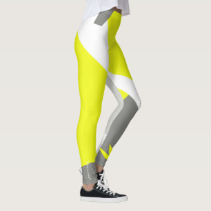 Leggings Pastel concentré Gris Jaune Jambes d'Art Abstrait