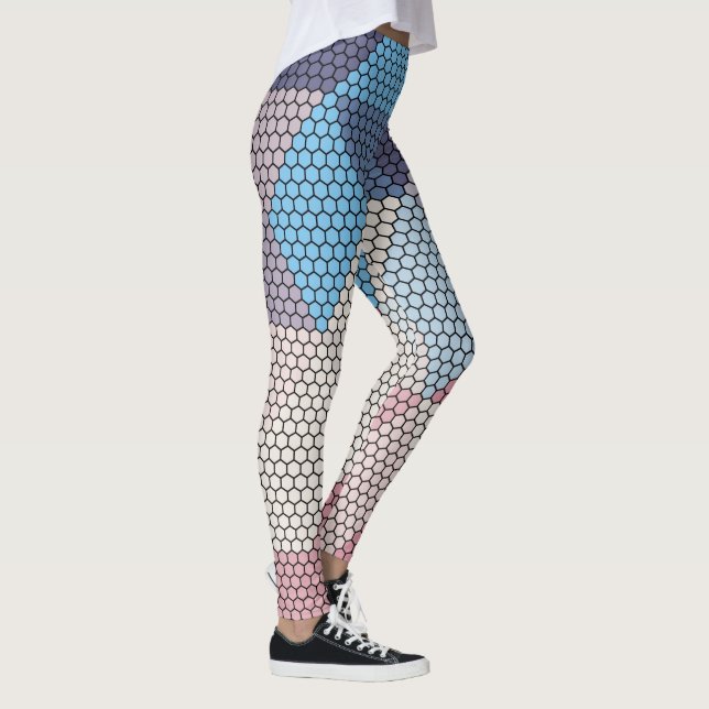 Leggings pastel cubes et hexagones motif arrière - plan (Droite)