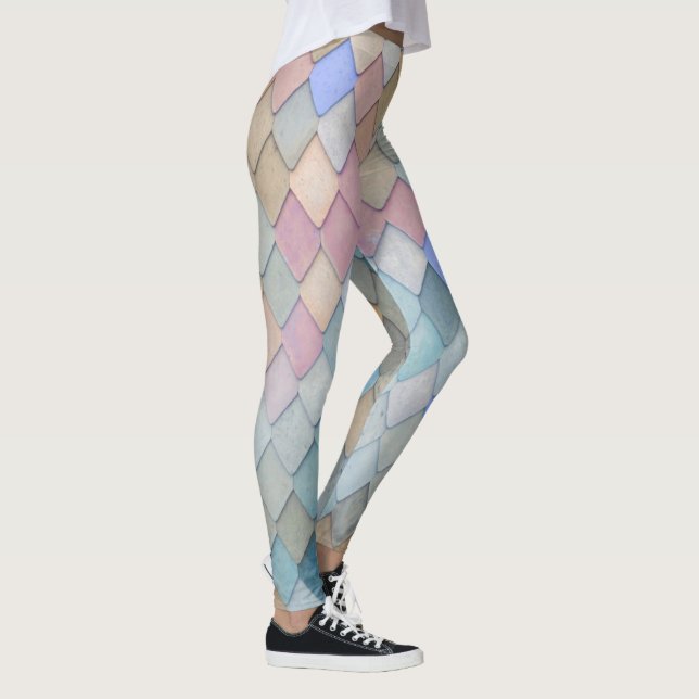 Leggings Pastel Diamond Motif Mermaid bleu rose vert (Droite)