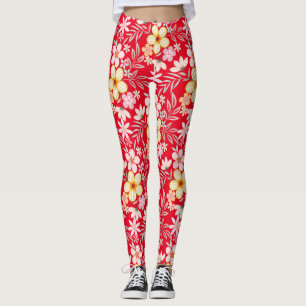 Leggings Pastel Floral patron C03.bw Rouge BG
