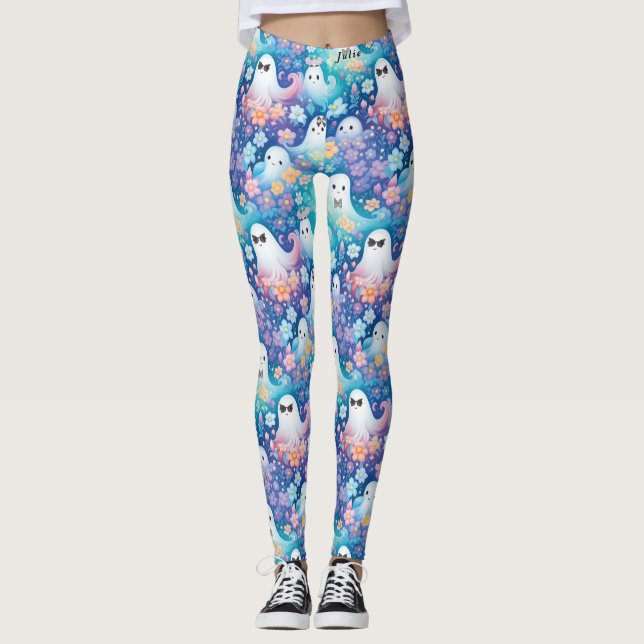 Leggings Pastel Girl Halloween Cute Ghost Retro Floral (Devant)
