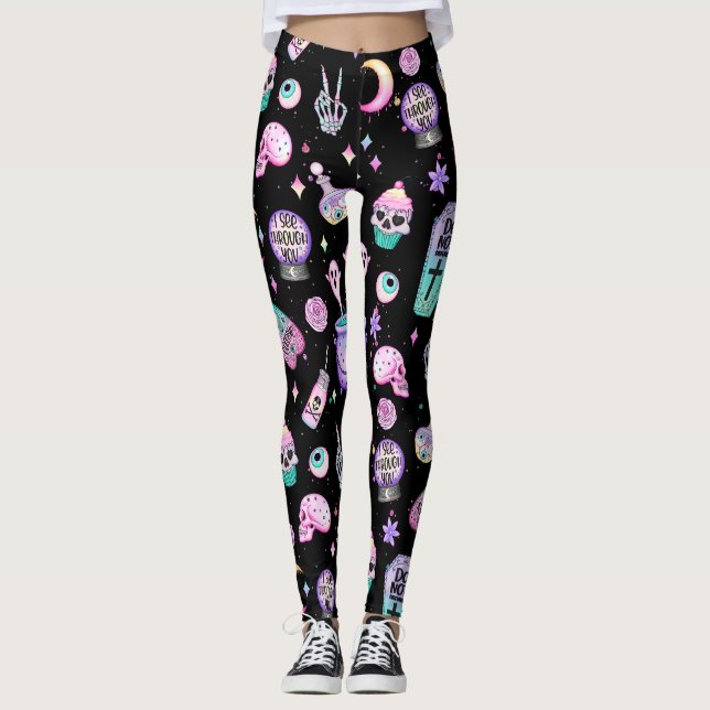 Leggings pastel goth motif foncé (Devant)