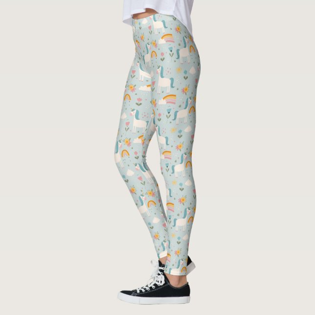 Leggings Pastel mignon Rainbow Unicorn Motif (Gauche)