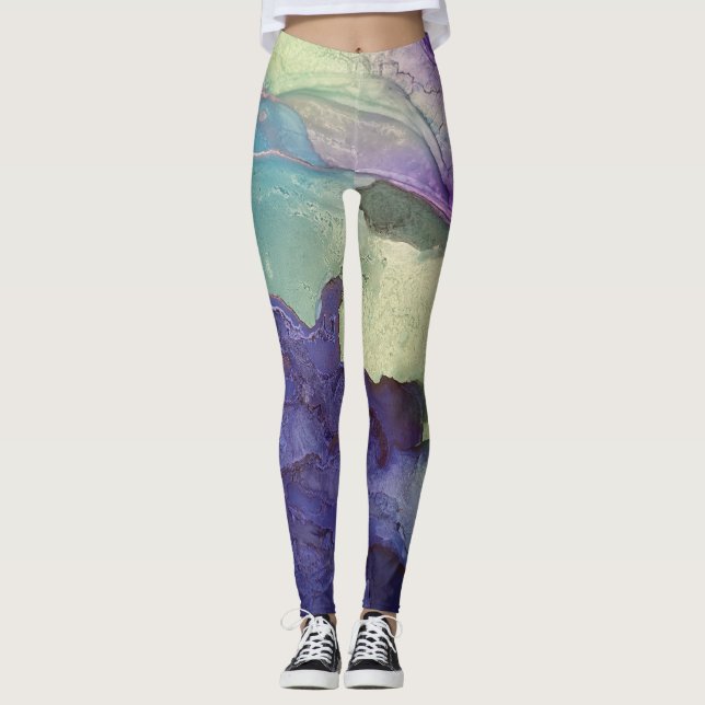 Leggings Pastel Multicolor Encre d'alcool Liquide Art Abstr (Devant)