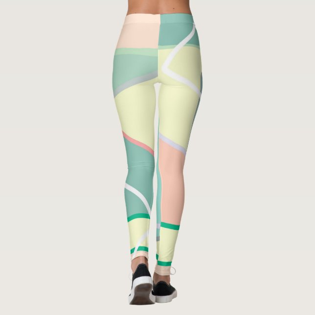 Leggings Pastel Pale Turquoise Rose Art Abstrait (Dos)