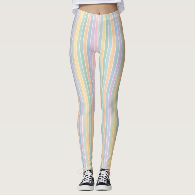 Leggings Pastel Parade - Motif en arc-en-ciel doux (Devant)