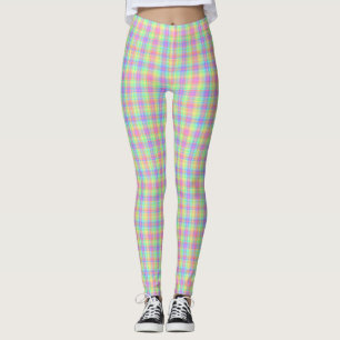 Leggings Pastel Plaid jaune bleu rose vert pourpre