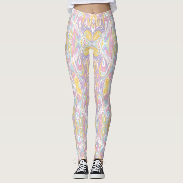 Leggings Pastel Psychedelic Pattern | Groovy Liquid Marble  (Devant)