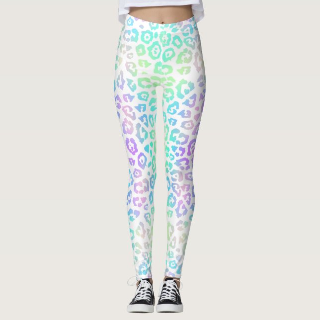 Leggings Pastel Rainbow Leopard Motif (Devant)