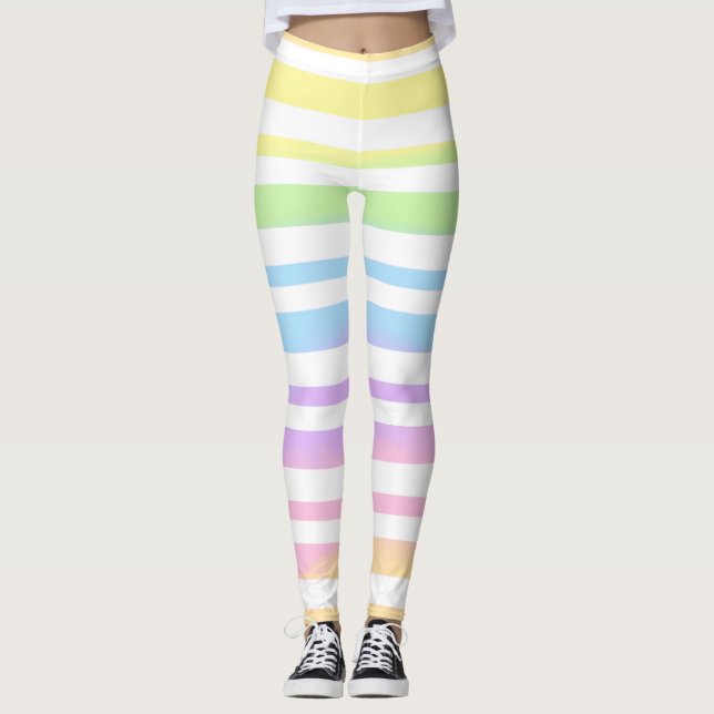 Leggings Pastel Rainbow Stripes Blur Art Design Abstrait (Devant)