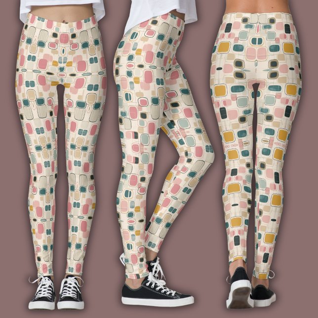 Leggings Pastel Retro Pattern | Abstract Pebble & Pod (Créateur téléchargé)