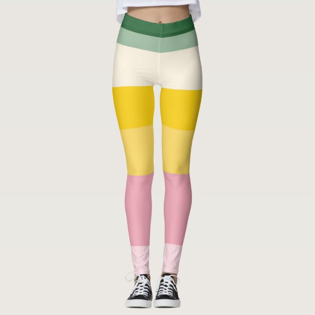 Leggings Pastel Retro Pattern | Color Block (Devant)