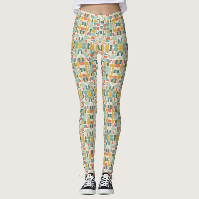 Leggings Pastel Retro Pattern | Geometric Pods (Devant)