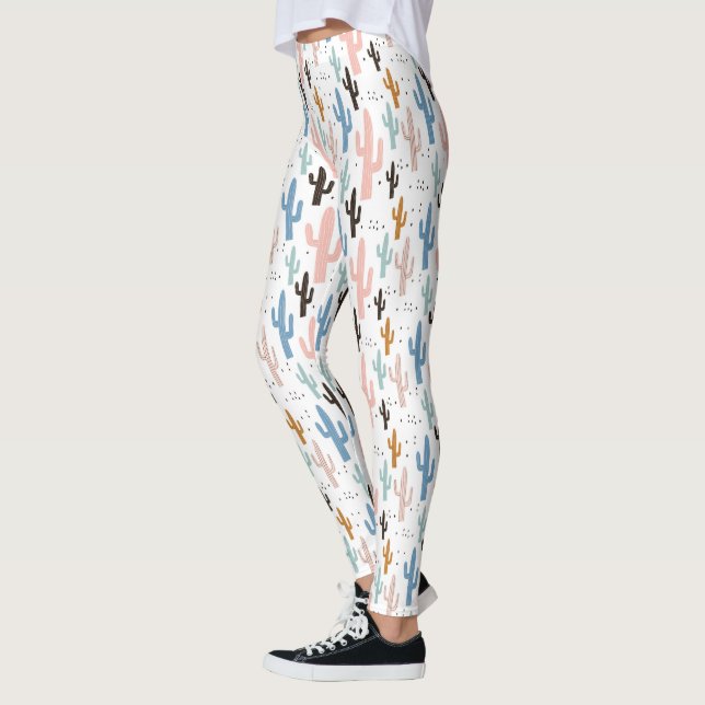 Leggings Pastel Saguaro Cactus Motif (Gauche)
