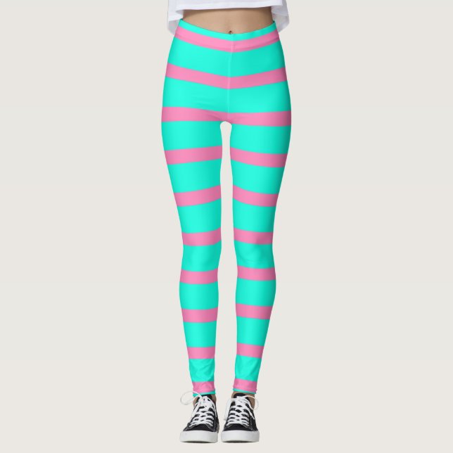 Leggings Pastel Turquoise Bleu Vert Et Rose (Devant)