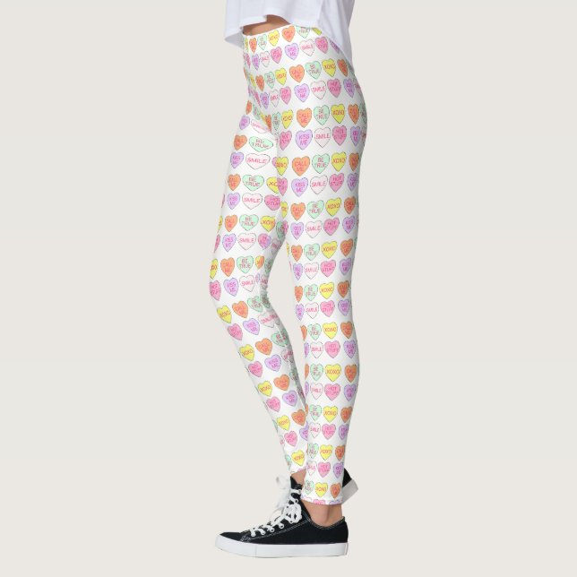 Leggings Pastel Valentine's Day Candy Coeurs de conversatio (Gauche)