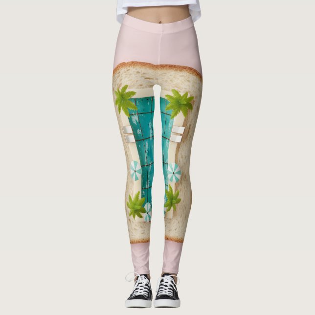 Leggings Pastel Vaporwave Pool Toast (Devant)