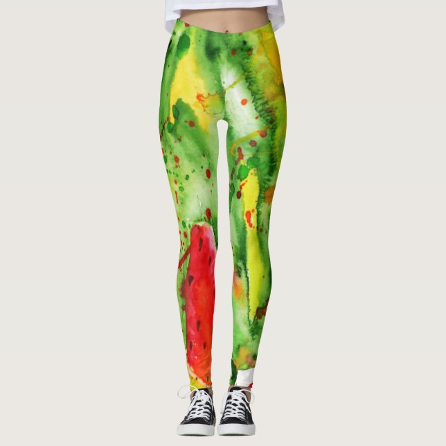 Leggings pastèque Abstraite couleur vive (Devant)