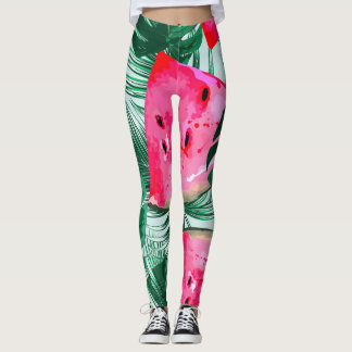 Leggings Pastèques, palmiers feuilles : pattes tropicales s
