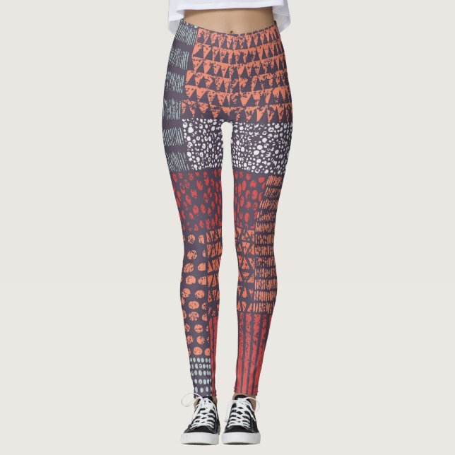 Leggings Patchwork bohémien : conception sans couture dessi (Devant)