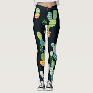 Leggings Patchwork Cactus Plantes Motif sans couture