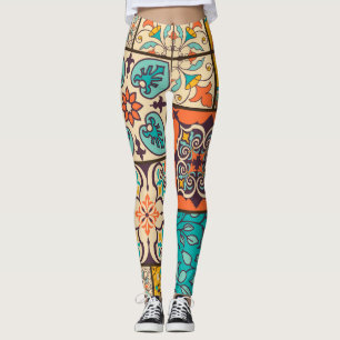 Leggings Patchwork coloré Carrelage de Majolica Islamique