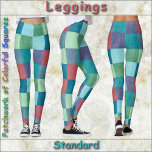 LEGGINGS - "Patchwork de Carrés colorés<br><div class="desc">Une image en patchwork de Carrés colorés présentée sur ces Leggings. Disponible en cinq tailles pour femmes (XS, S, M, L, XL). Voir la description "A propos de ce produit" ci-dessous pour des informations générales sur le dimensionnement et le produit, L'image de style patchwork couvre l'ensemble de la paire de...</div>