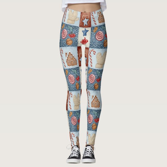 Leggings Patchwork de Noël Cozy Winter (Devant)