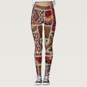 Leggings Patchwork de tapis traditionnel : Décor de tapis d