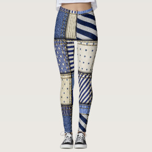 Leggings Patchwork Denim bleu