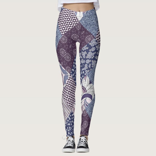 Leggings Patchwork Doodle : Boho Vintage sans joint. (Devant)