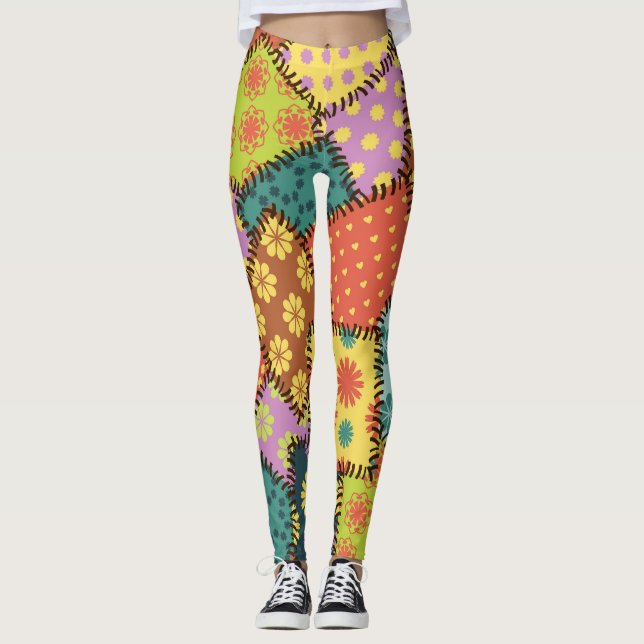 Leggings Patchwork Eclectique : Mélange Motif Diverse (Devant)