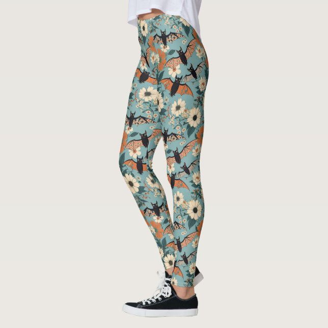 Leggings Patchwork Floral Chauves-Souris et Fleurs d'Hallow (Gauche)