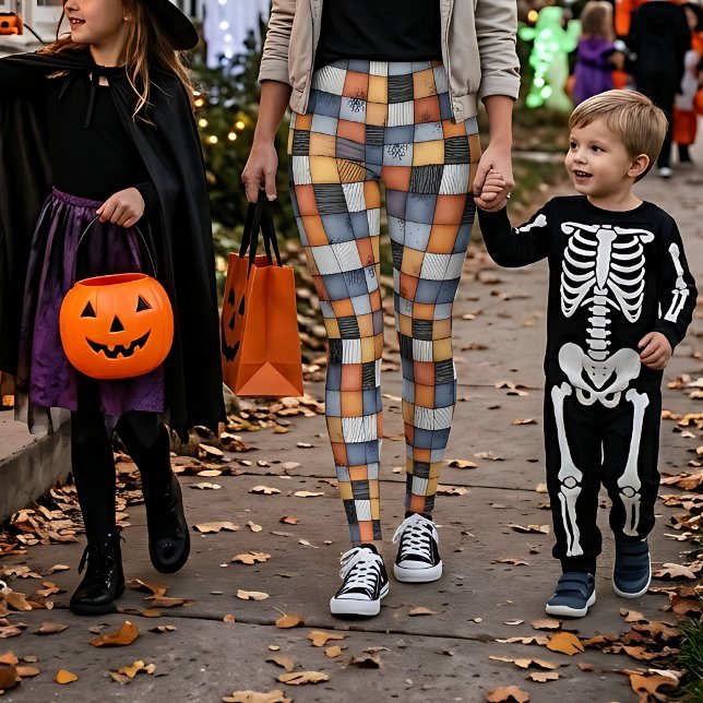 Leggings Patchwork Halloween avec Toiles d'Araignées (Créateur téléchargé)