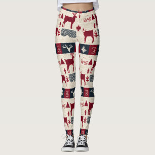Leggings Patchwork nordique de Noël   Rennes (2)