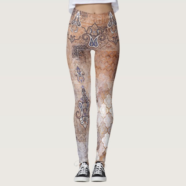 Leggings Patchwork Paisley : impression Vintage classique (Devant)