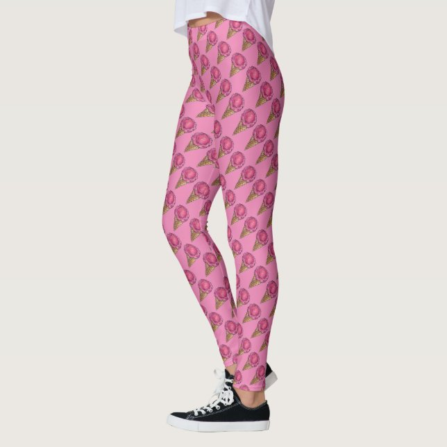 Leggings Pâte rose Scoop Crème glacée Cone Légumineuses (Gauche)