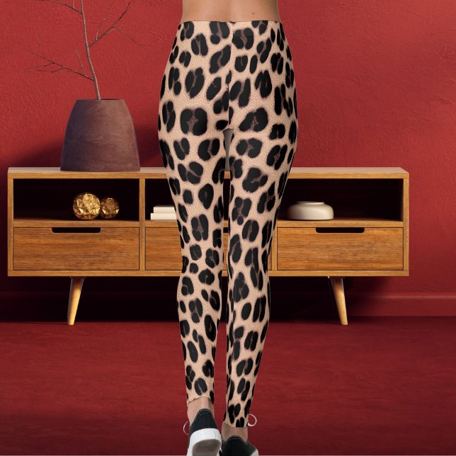 Leggings Patel Grey Orange Dark Brown Safari Leopard Print (Créateur téléchargé)