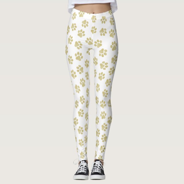 Leggings Pâtes de chien, Pâtes de chien, Pâtes d'or (Devant)