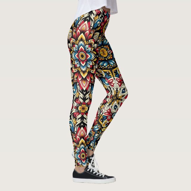 Leggings Patrimoine culturel Design Fleur africaine Medley (Droite)