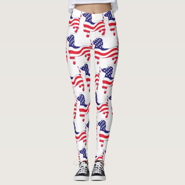 Leggings Patriotique USA Dachshund (Devant)