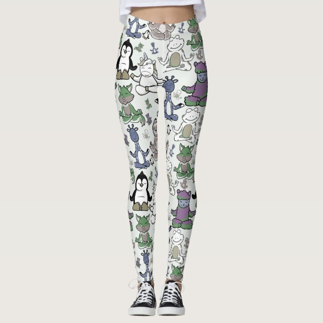 Leggings Patter les yoga poses | Yoga seamless pattern 66 (Devant)