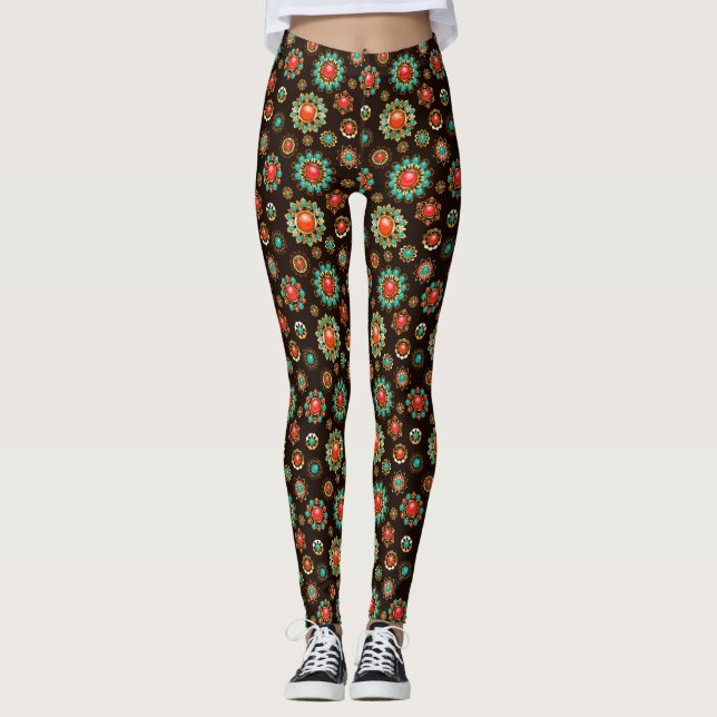 Leggings Pattern de Ethnic Brooches Seamless (Devant)