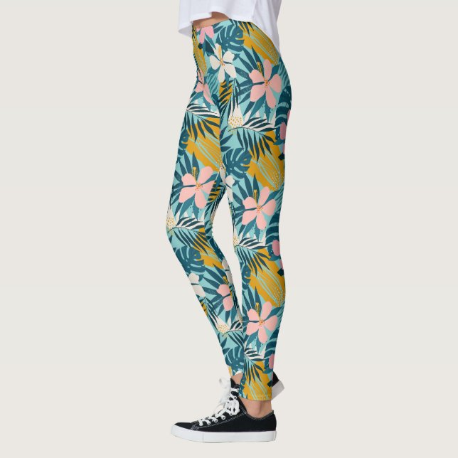 Leggings Pattern tropical hibiscus (Gauche)