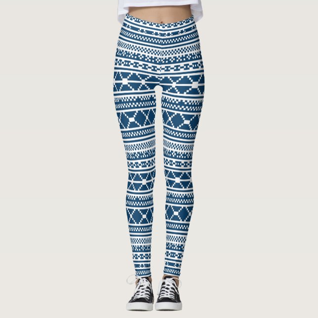 Leggings Patters Blue White Knit (Devant)