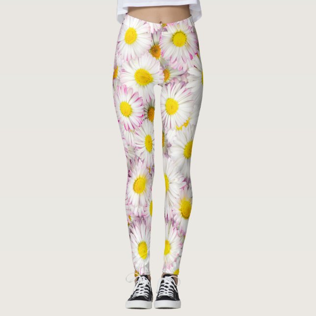 Leggings Patters Pink Purple Daisy Flower (Devant)