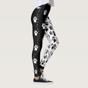 Leggings Pattes de chien noir et blanc