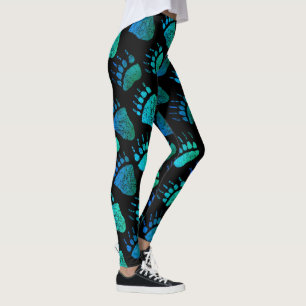 Leggings Pattes d'ours bleues/vert - guêtres